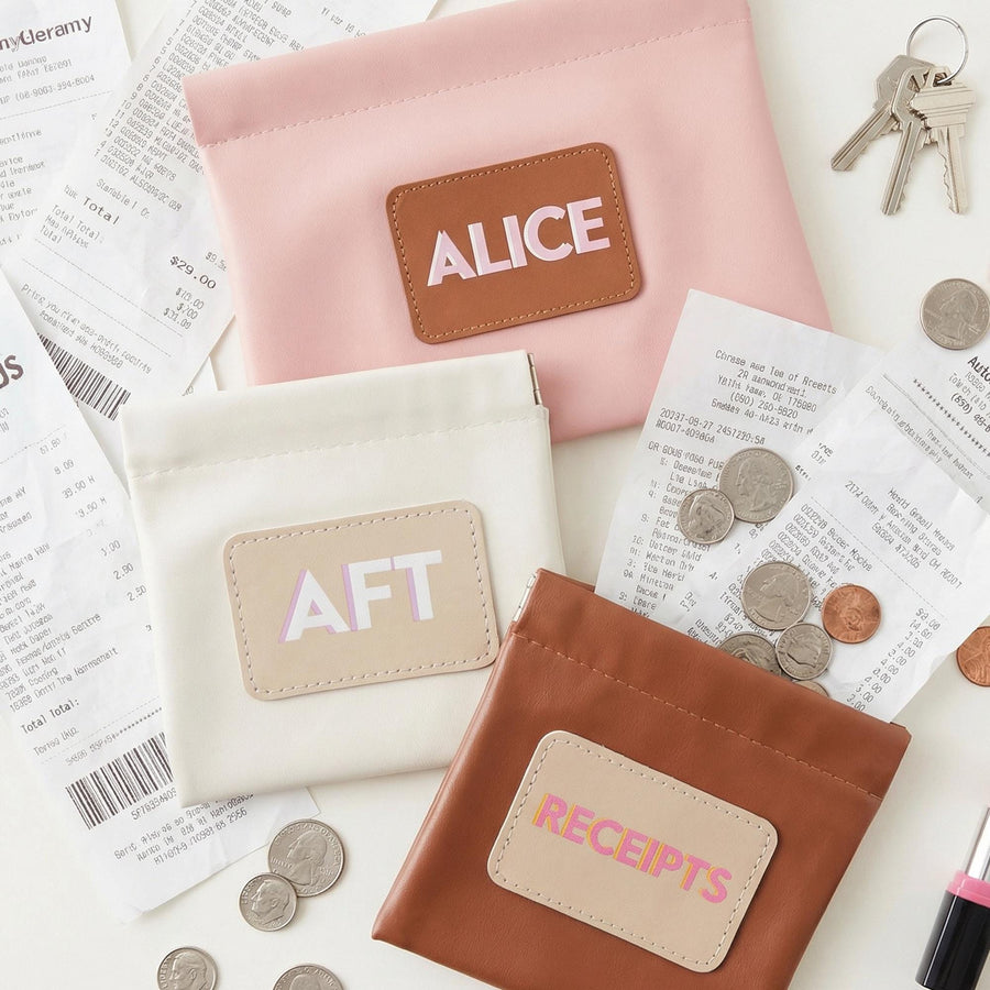Personalized Vegan Leather Pouch with custom for wedding morning