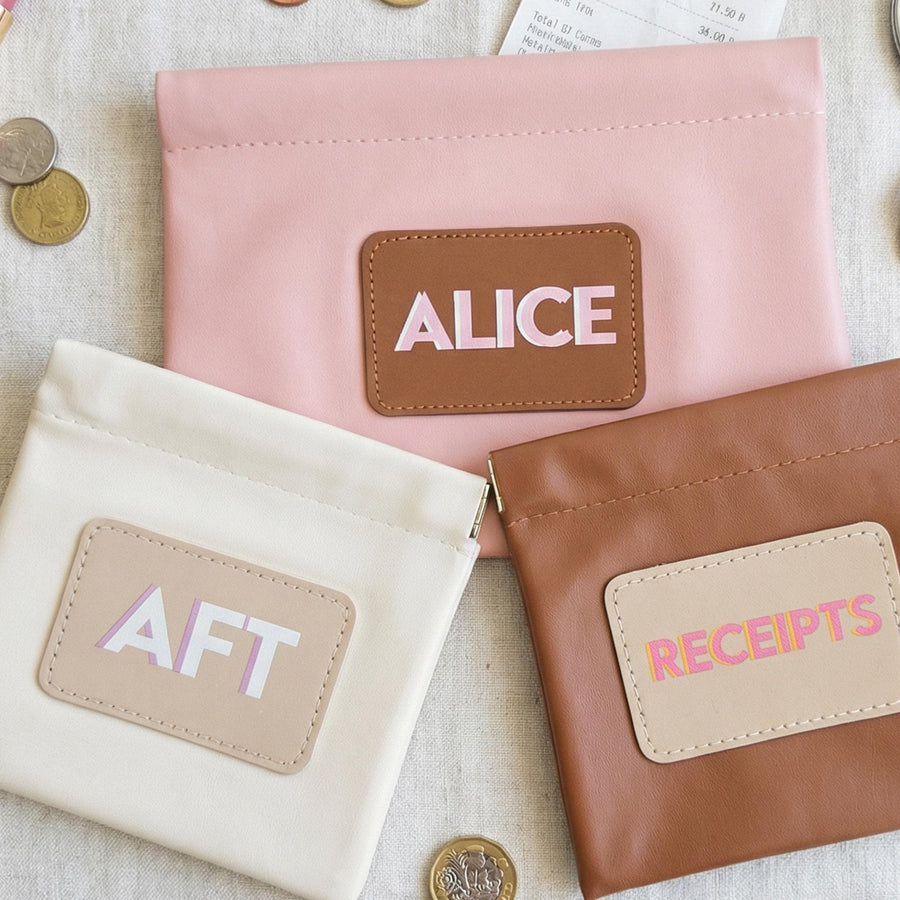 Personalized Vegan Leather Pouch with custom for bridesmaid proposal