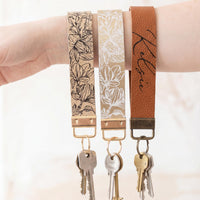 Personalized Vegan Leather Wristlet strap Keychain Key Ring Holder