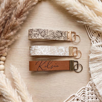Personalized Vegan Leather Wristlet strap Keychain Key Ring Holder