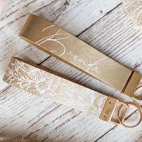 Personalized Vegan Leather Wristlet strap Keychain Key Ring Holder