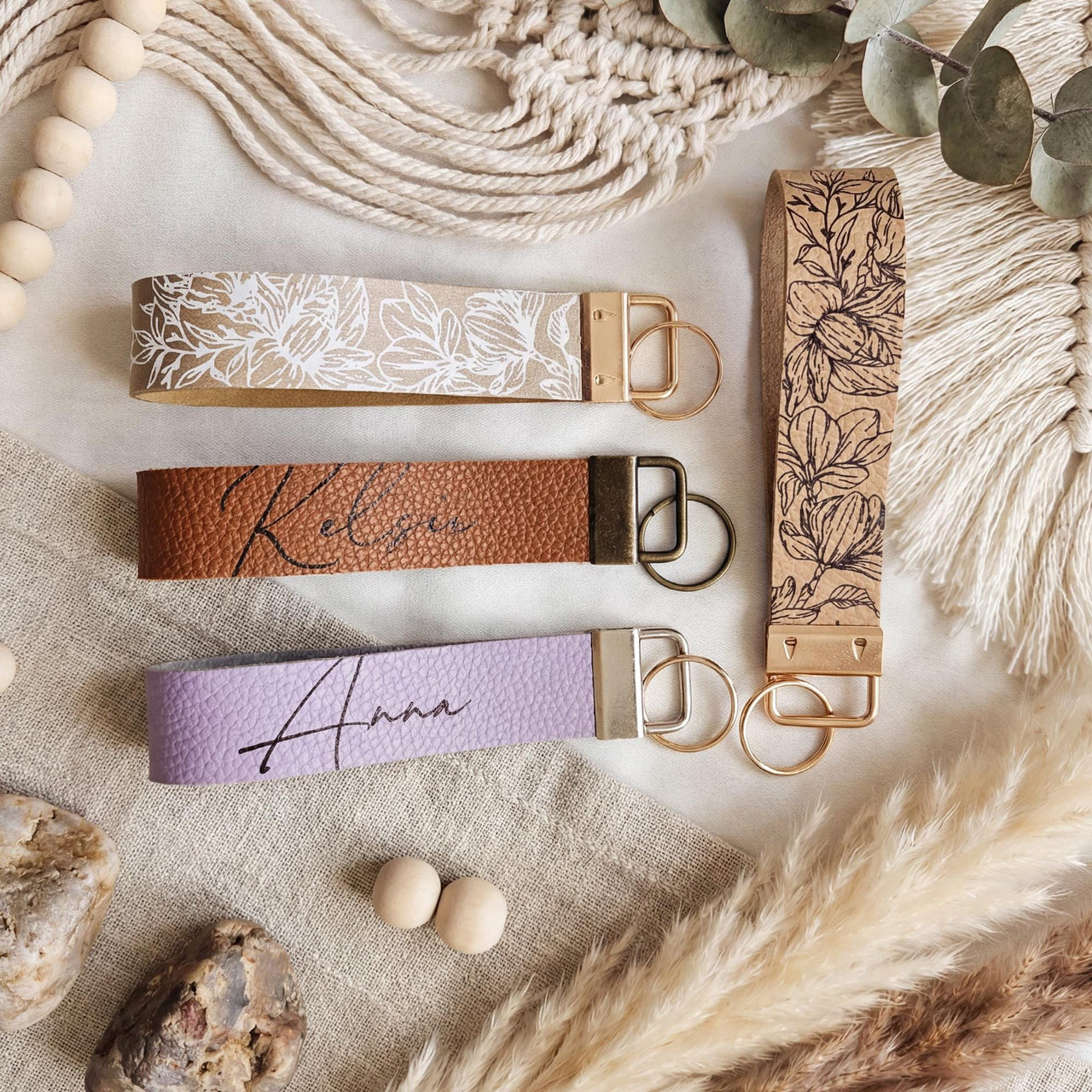 Personalized Bridesmaid Gift Box with Custom Wristlet Keychain
