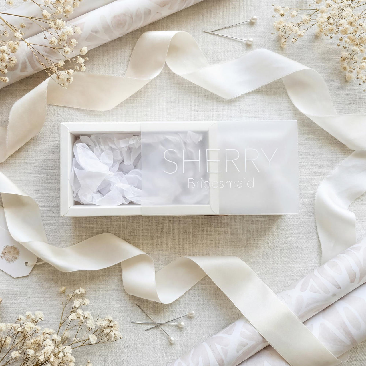 Personalized Bridesmaid Gift Box with Custom Wristlet Keychain