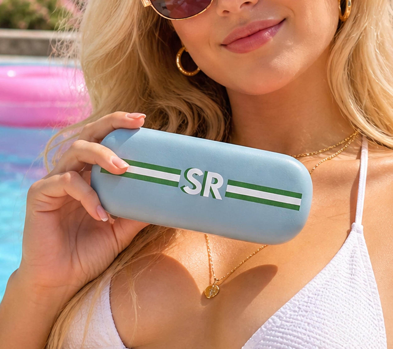 Personalized Shadow Monogram eyeglass sunglass Glasses Case, Custom Name, Pastel Sunglasses Holder