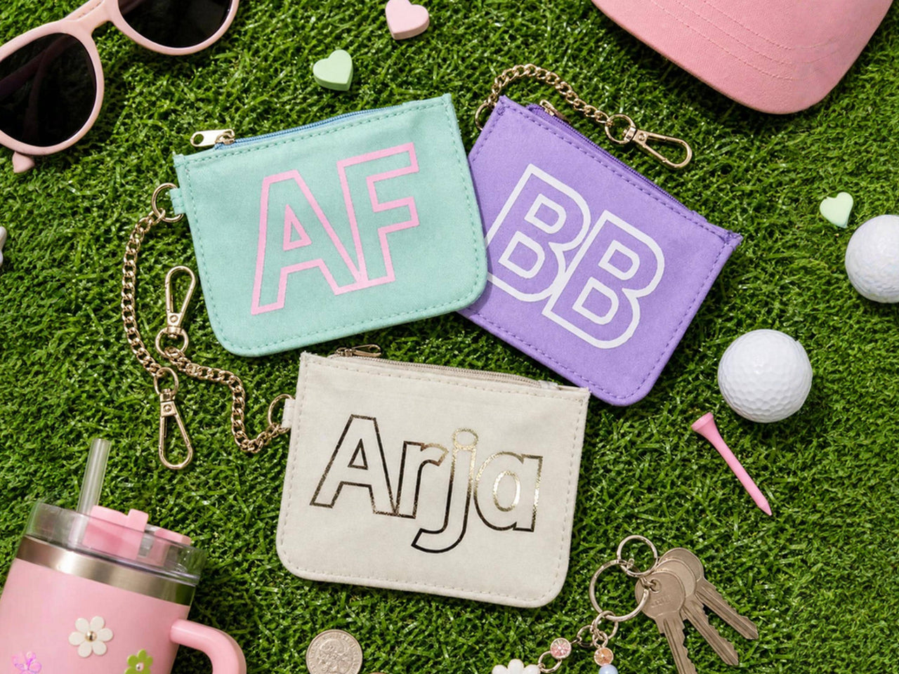 Personalized Coin Pouch Keychain, Mini Keychain zip bag, Small Jewelry Pouch, Portable Cable Bag, Earbud Case, Preppy Y2K Gift