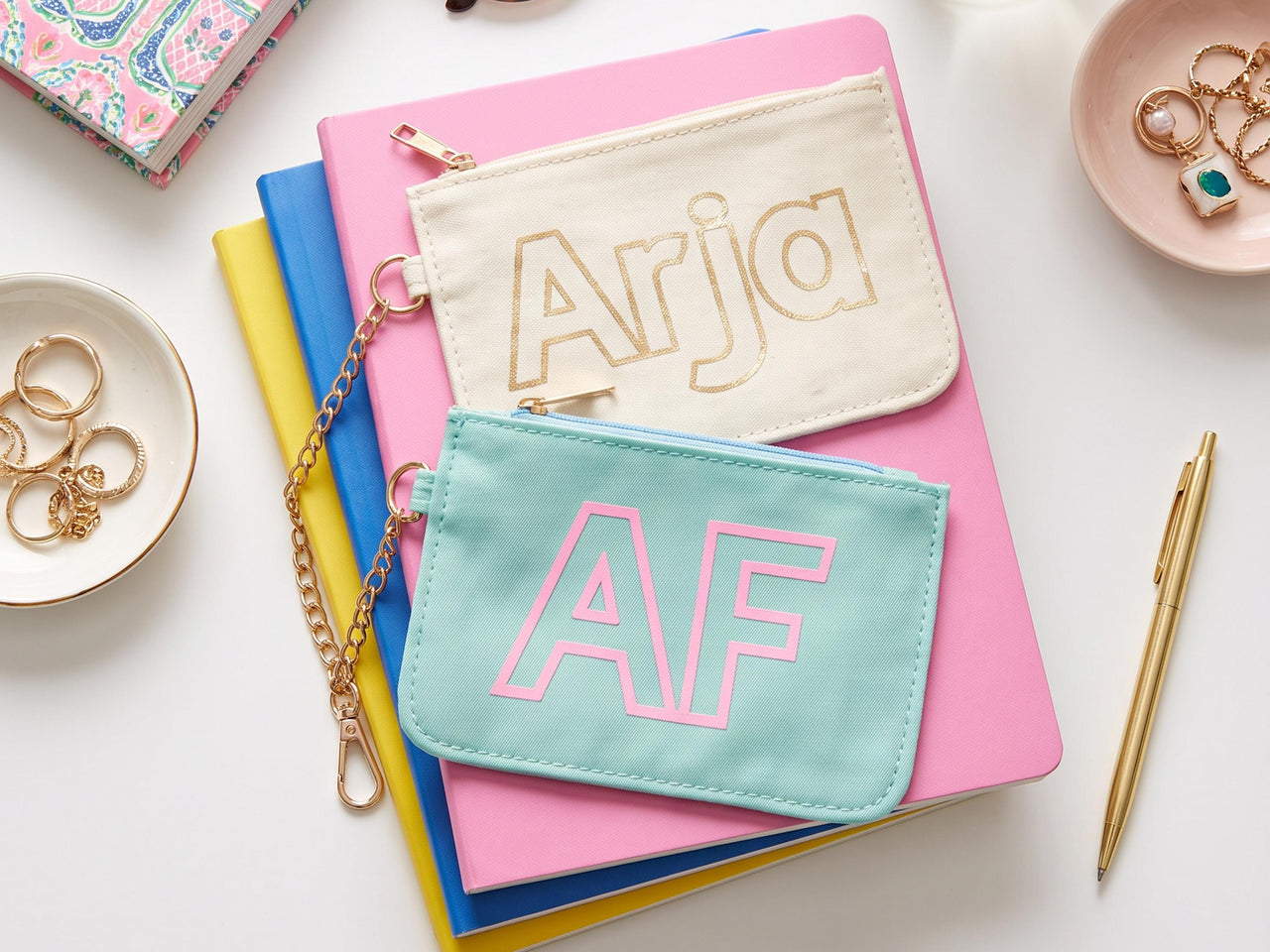 Personalized Coin Pouch Keychain, Mini Keychain zip bag, Small Jewelry Pouch, Portable Cable Bag, Earbud Case, Preppy Y2K Gift
