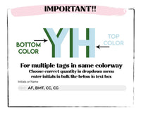 Personalized Shadow Monogram Vegan Leather Luggage Bag Tag in fun and colorful colors