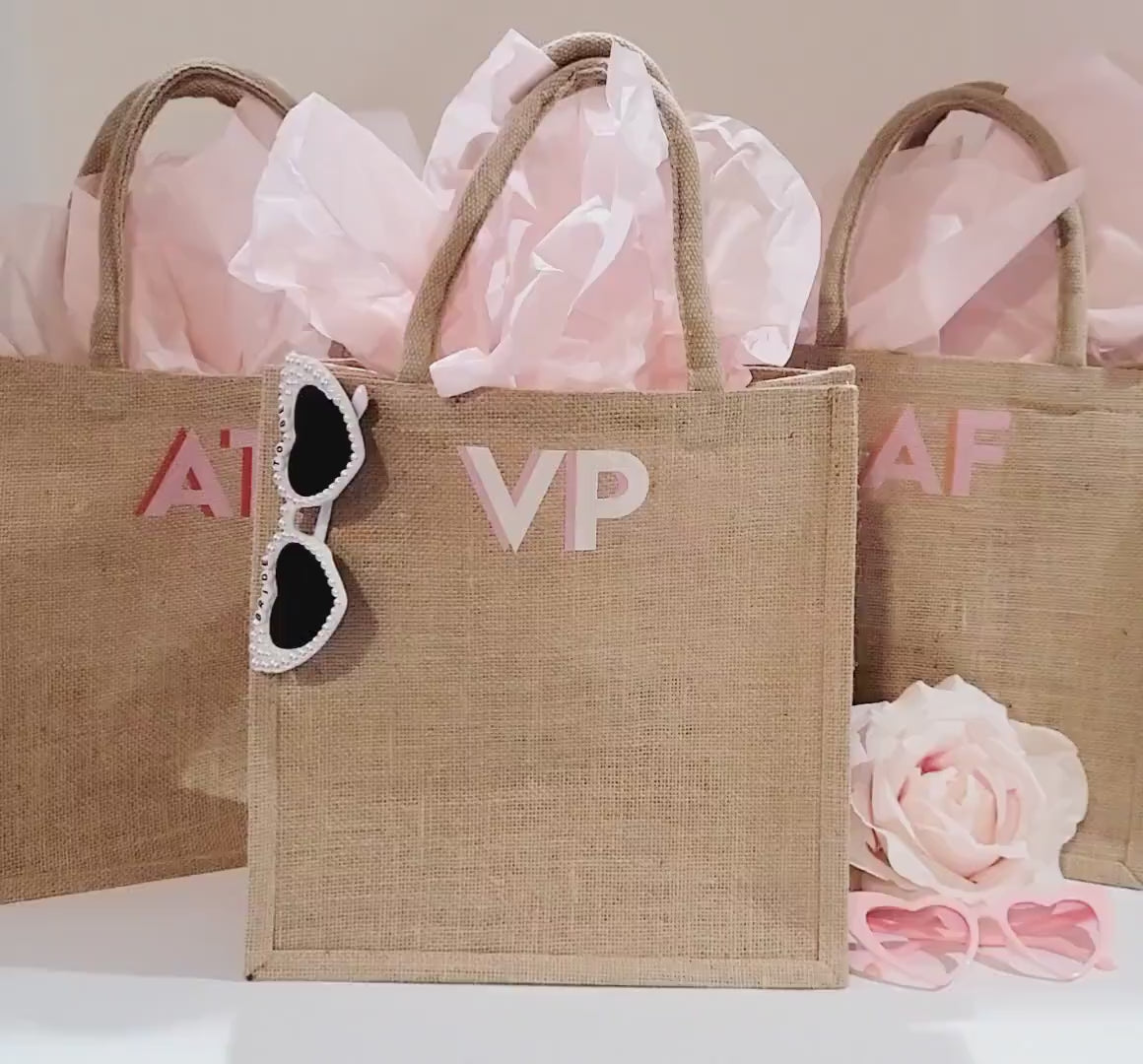 Shadow Monogram Jute Tote Bag