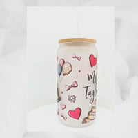 Personalized Glass Tumbler Cup in wedding theme with future Mrs new last name