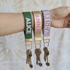 Personalized Shadow Monogram Vegan Leather Wristlet strap Keychain Key Ring Holder