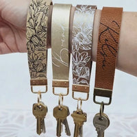 Personalized Vegan Leather Wristlet strap Keychain Key Ring Holder