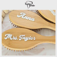 Personalized Bamboo Hair Brush with 3D laser cut Name