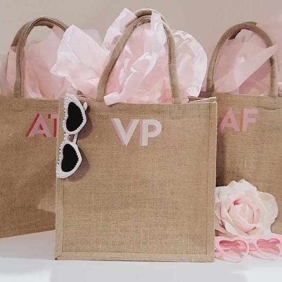 Shadow Monogram Jute Tote Bag