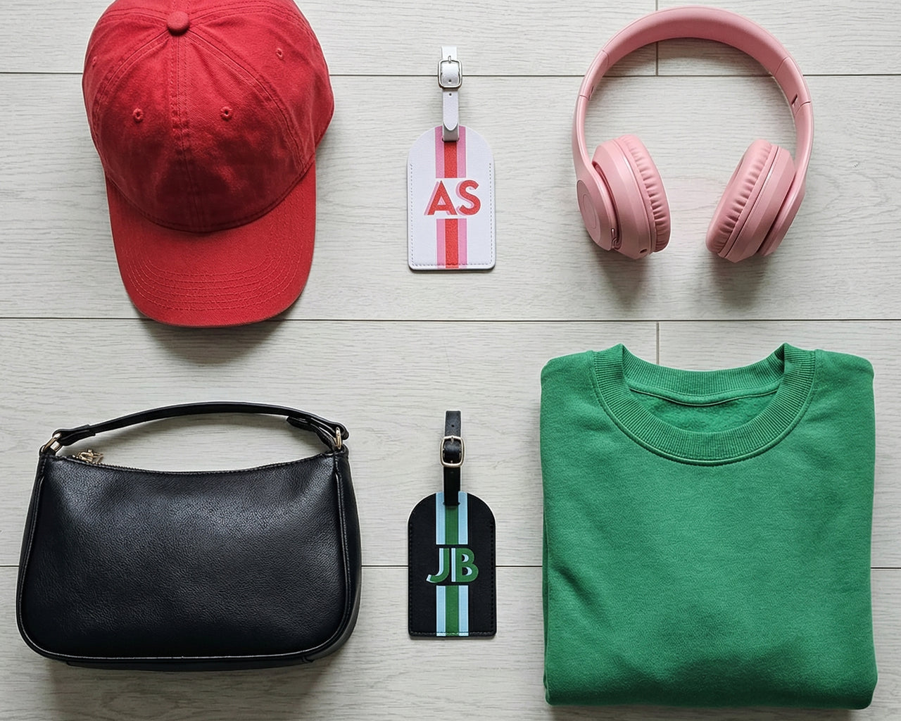 Personalized Shadow Monogram Vegan Leather Luggage Bag Tag in fun and colorful colors