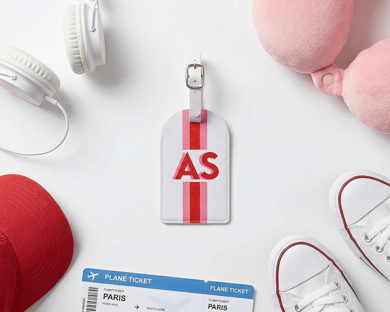 Personalized Shadow Monogram Vegan Leather Luggage Bag Tag in fun and colorful colors