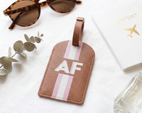 Personalized Shadow Monogram Vegan Leather Luggage Bag Tag in fun and colorful colors