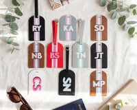 Personalized Shadow Monogram Vegan Leather Luggage Bag Tag in fun and colorful colors