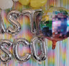 Last Disco Balloons, Disco Cowgirl, Groovy 70's Boho Retro Daisy Disco Ball Bachelorette Party Decor Balloon Set Silver Metallic Decoration