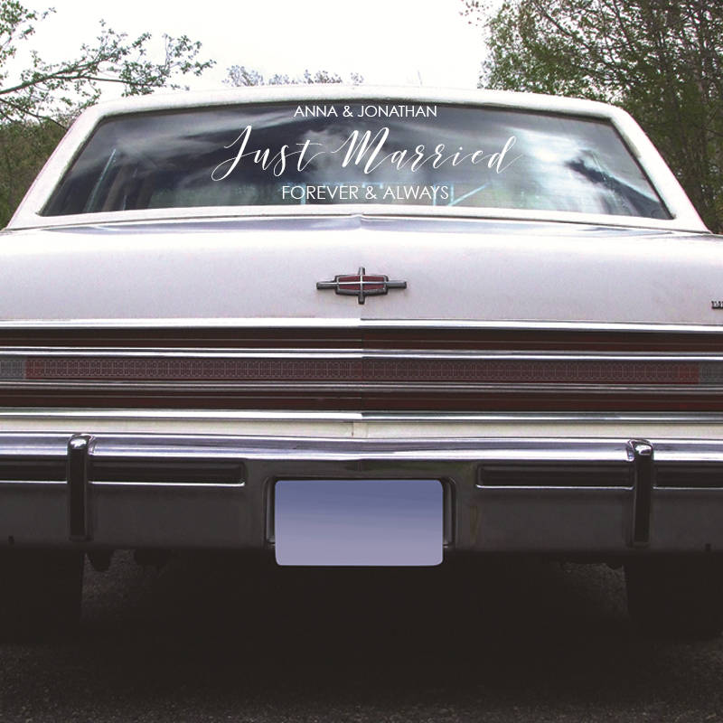 Personalized Just Married Getaway Car Sign Decal