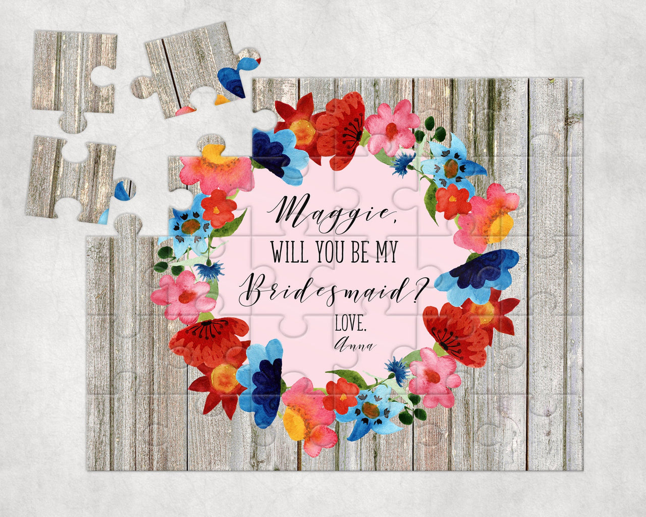 Floral Bridesmaid Proposal Gift Puzzle