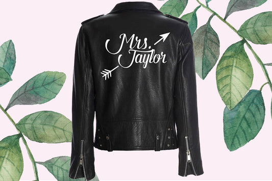 Custom Mrs. Leather Jacket Iron on Heat Transfer