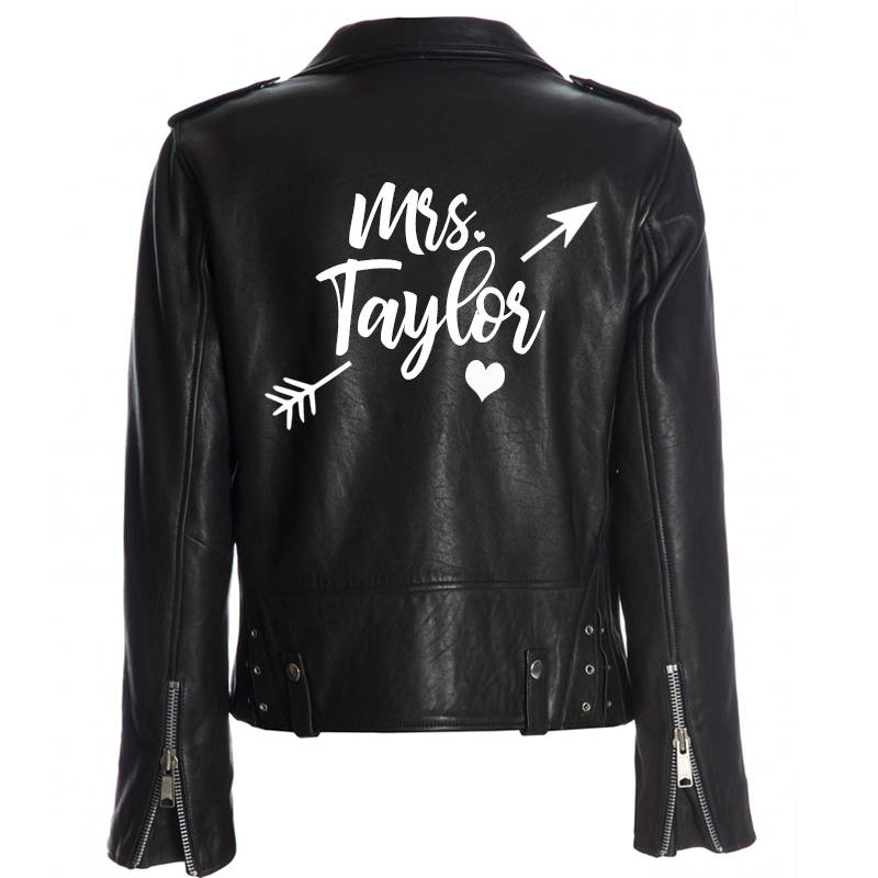 Custom Mrs. Leather Jacket Iron on Heat Transfer