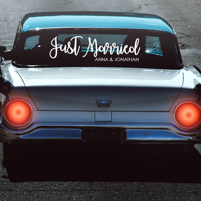Personalized Just Married Getaway Car Sign Decal