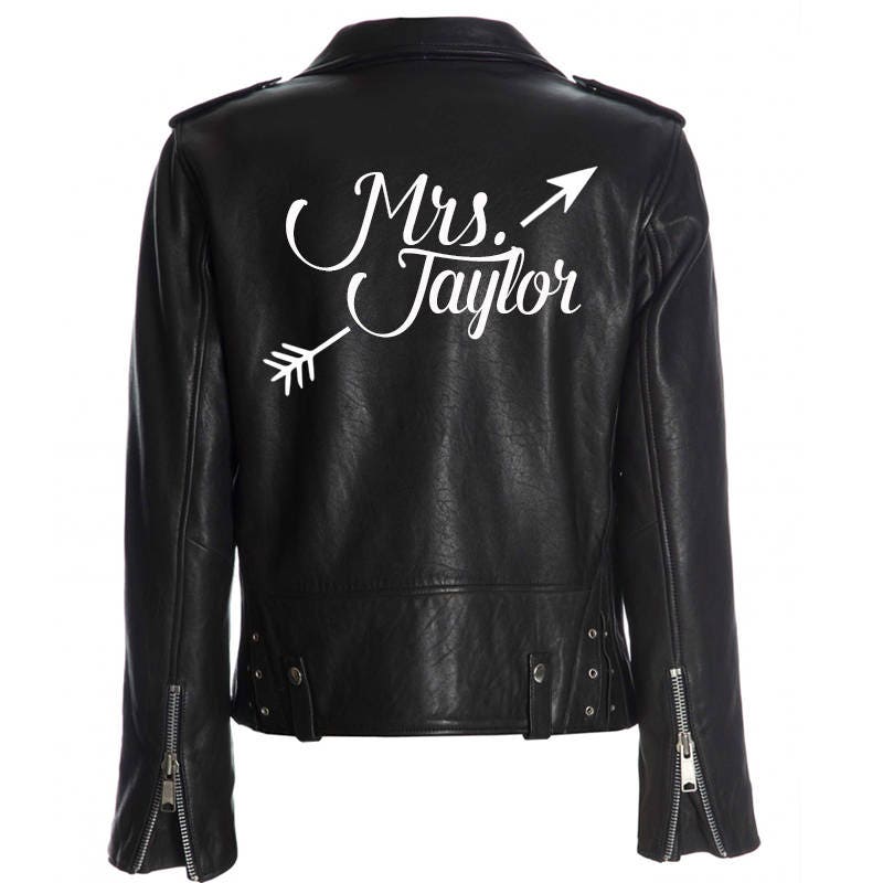 Custom Mrs. Leather Jacket Iron on Heat Transfer