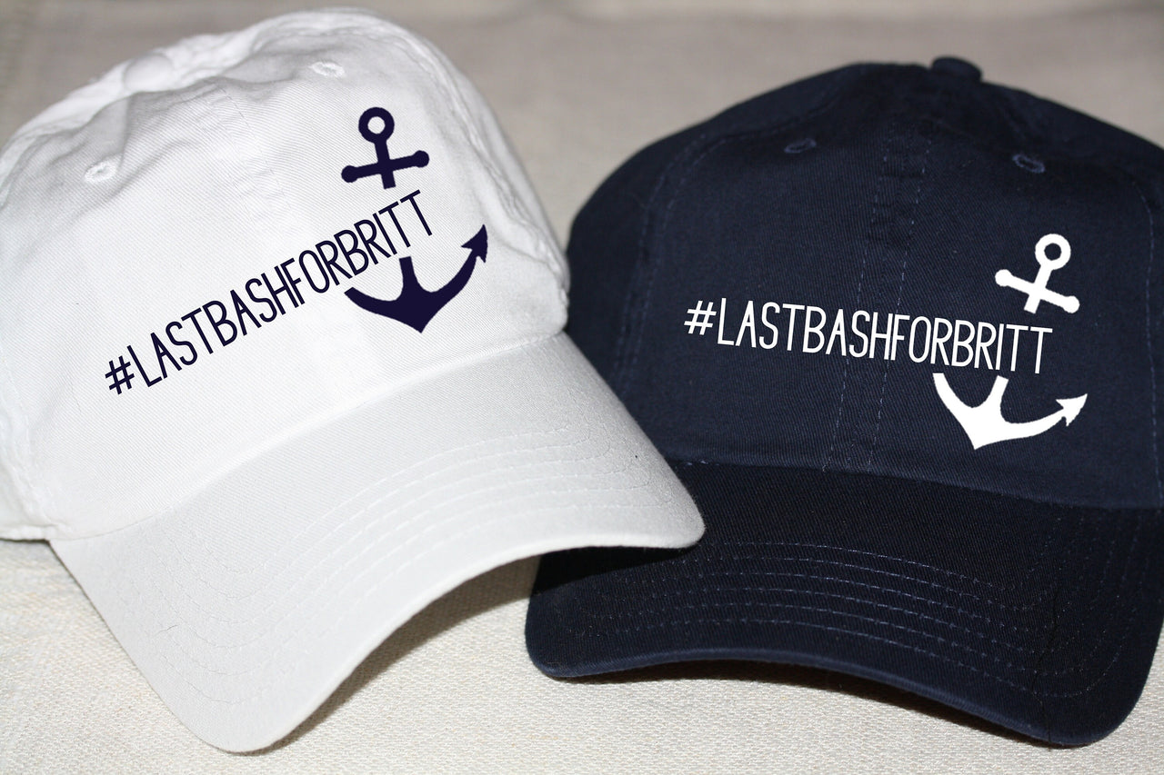 Nautical Bachelorette Party hats hashtag anchor vintage washed
