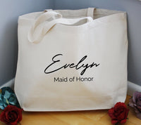 Thumbnail for set of 6 7 8 9 personalized canvas bridesmaid Tote bags Custom Bridal Party favors bag bridal shower favors rose gold navy black -LTB3CHTV