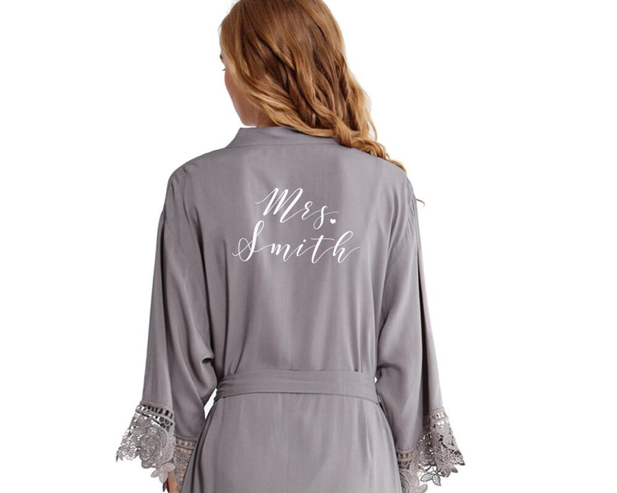 Bridal robe with lace