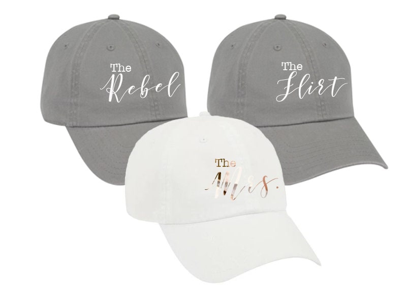 Bachelorette Party hats garment washed unstructured cotton Dad Hat Bridesmaid gift Bridal party favors personalized custom the mrs - DH34HTV