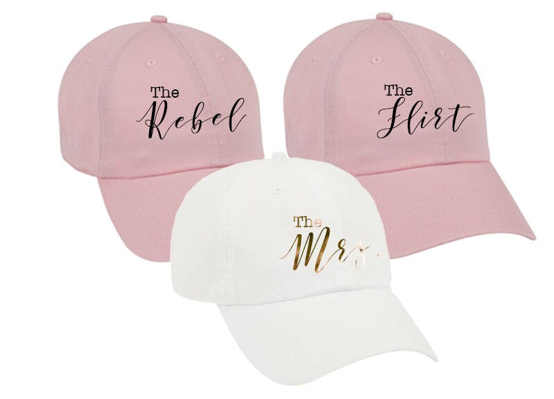Bachelorette Party hats garment washed unstructured cotton Dad Hat Bridesmaid gift Bridal party favors personalized custom the mrs DH34HTV