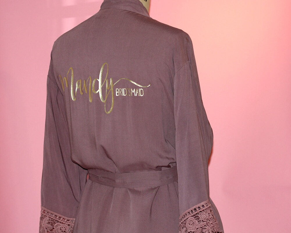 Personalized Bridesmaid cotton lace robe