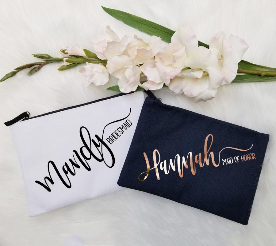 Set of 5 6 7 8 YOU CHOSE QTY Personalized makeup bag Bridesmaid gifts Bridal shower