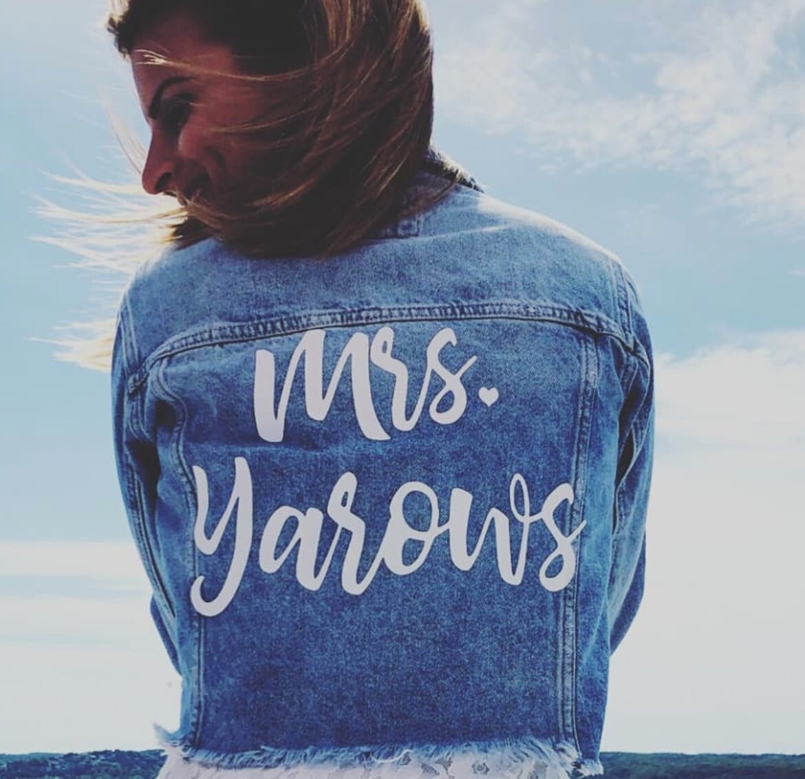 Custom Mrs. Leather Jacket Iron on Heat Transfer Mrs. Jacket Mrs. denim jacket Personalized Decal Bride leather jacket bride jacket -HT26HTV