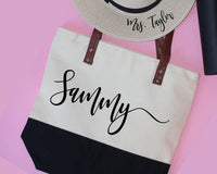 Thumbnail for Set of 6 7 8 Bridesmaid Tote Bags zipper faux leather straps personalized Bridal Party Totes canvas bachelorette tote bag gifts -FTB4CHTV