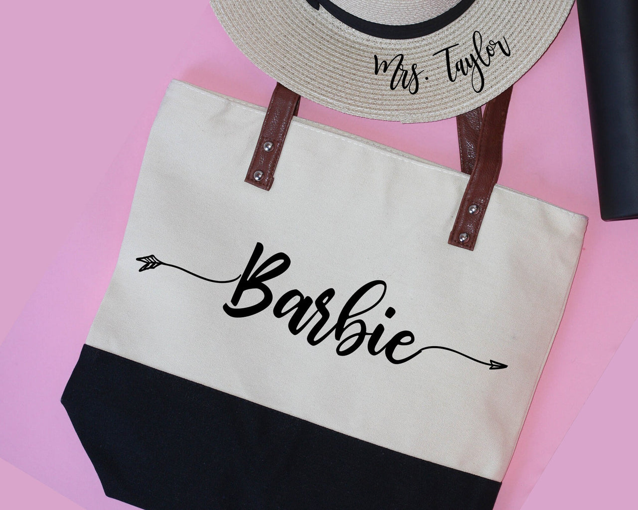Bridesmaid gifts Boho arrow Personalized canvas Tote Bags zipper and faux leather straps Set of 6 7 8 gift for Bridal Party bags -FTB3CHTV
