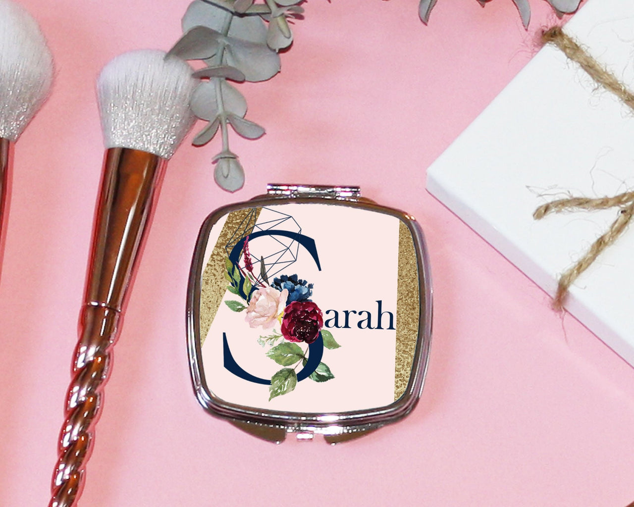 Personalized Bridesmaid Compact Mirror Set of 5 6 7 8 9 10 Bridal shower favors Bridal Party Gifts watercolor brush stroke custom -SCM40SUB