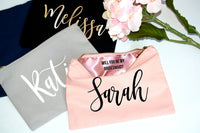 Thumbnail for Bridesmaid proposal gift personalized makeup bag with chunky gold zipper maid of honor cosmetic pouch set of 6 7 8 9 cotton lined -CMB2CHTV