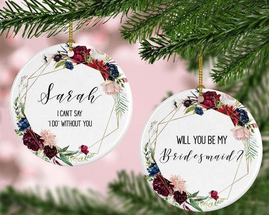 Personalized Bridesmaid Proposal Ornament ceramic