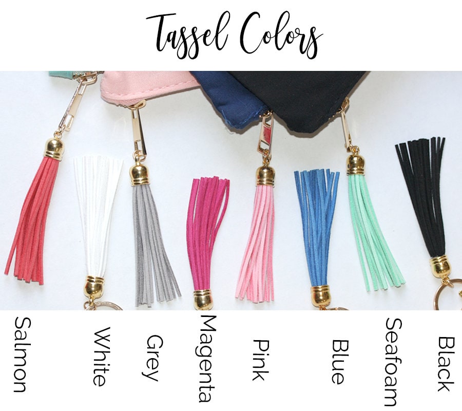 Personalized makeup bag with tassel set of 6 7 8 custom cosmetic bag toiletry monogram bridal bag wedding bridesmaid travel pouch -CMB6CHTV