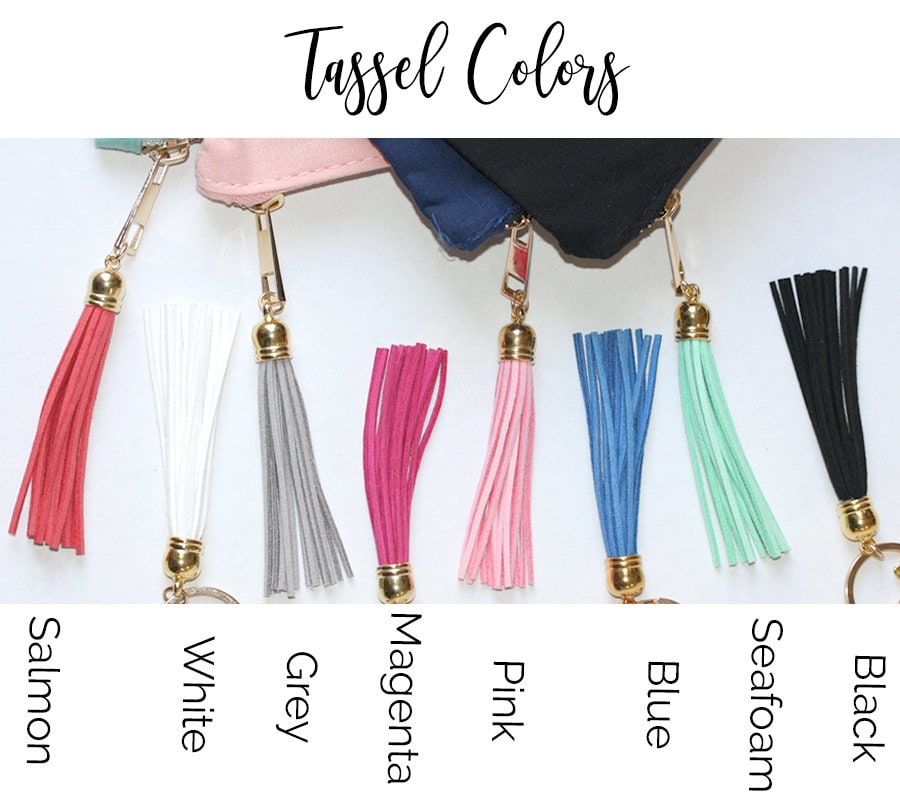 Personalized Bridesmaid Gift cosmetic makeup bag with tassel and gold zipper Bridal shower favor for her set of 6 7 8 gifts bride -CMB1CHTV