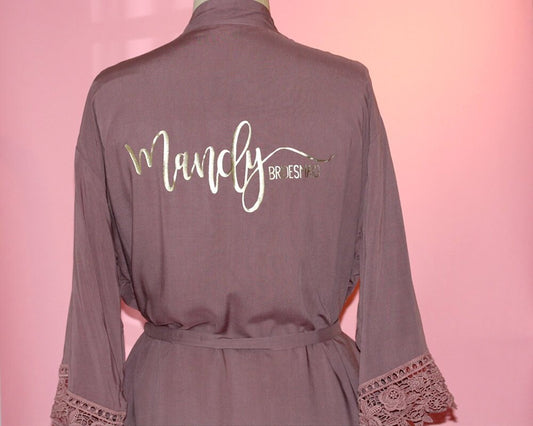 Personalized Bridesmaid cotton lace robe