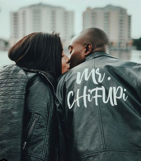 Custom Mrs. Leather Jacket Iron on Heat Transfer Mrs. Jacket Mrs. denim jacket Personalized Decal Bride leather jacket bride jacket -HT26HTV