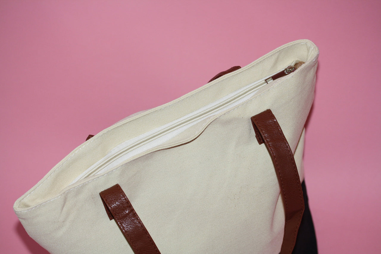 Personalized Bridesmaid Canvas Tote Bags zipper