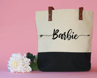 Thumbnail for Bridesmaid gifts Boho arrow Personalized canvas Tote Bags zipper and faux leather straps Set of 6 7 8 gift for Bridal Party bags -FTB3CHTV
