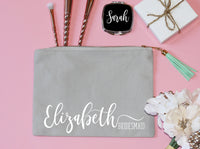Thumbnail for Personalized makeup bag with tassel set of 6 7 8 custom cosmetic bag toiletry monogram bridal bag wedding bridesmaid travel pouch -CMB4BHTV