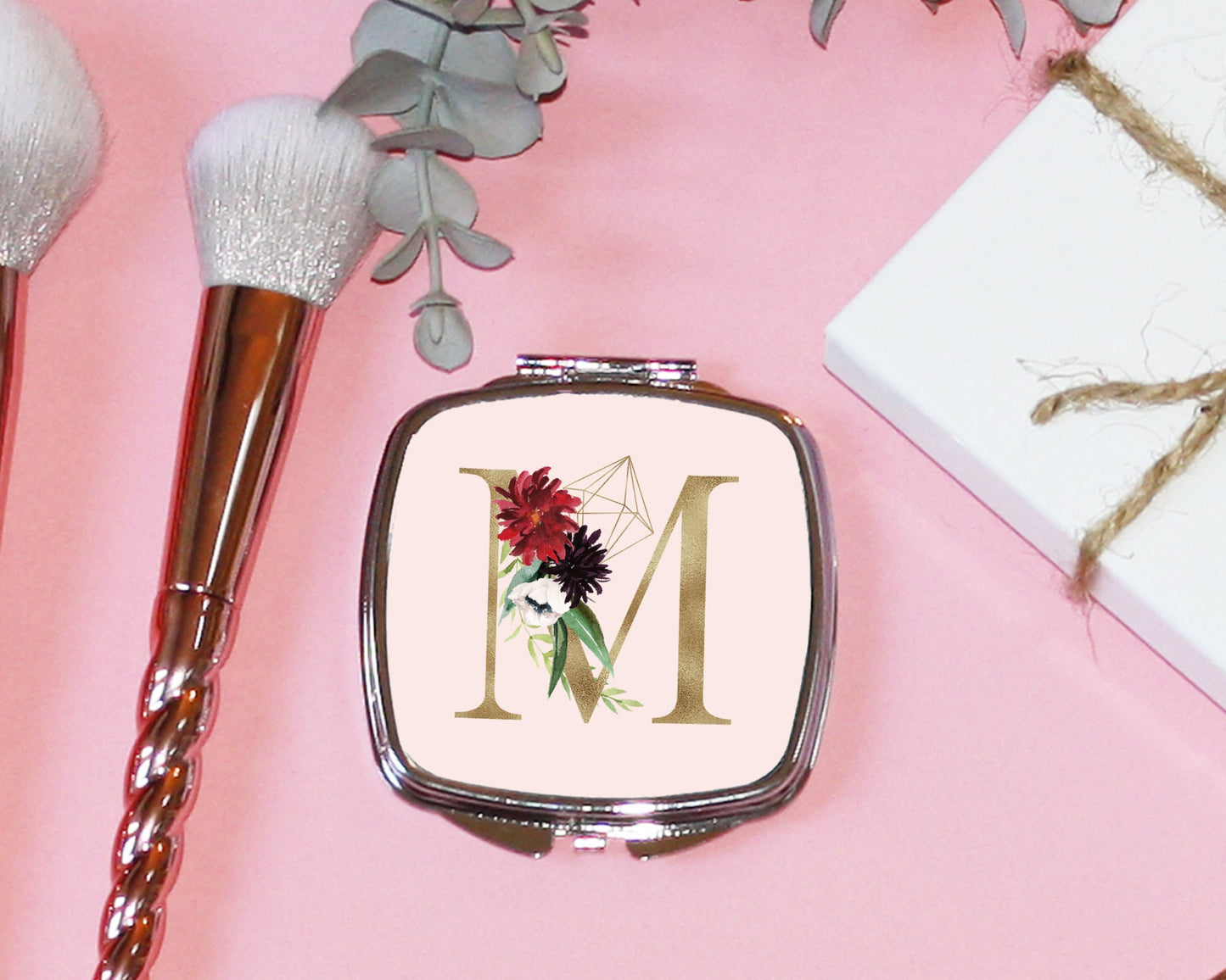 Personalized Bridesmaid Compact Mirror Set of 3 4 5 6 7 8 9 Bridal shower favors Bridal Party Gifts brush stroke cursive custom -SCM53SUB