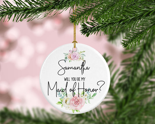 Personalized Bridesmaid Proposal Ornament ceramic